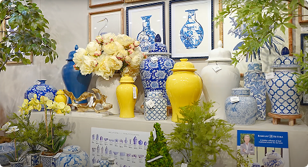 Selection of blue and yellow vases - Still shot from video